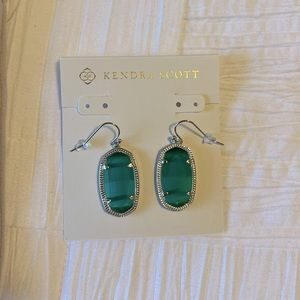 Kendra Scott Dani Earrings - Silver Emerald - Cat's Eye NEW - NWT